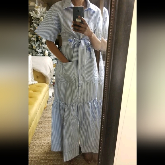 NEW‎ Blue Striped Maxi Dress - Picture 6 of 10